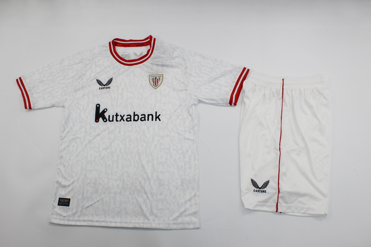 Kids-Athletic Bilbao 23/24 Third White Soccer Jersey